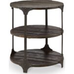 magnussen rydale round accent table dark chocolate aged iron ikea fabric storage foyer furniture pieces bunnings outdoor lounge nesting tables console bookshelf with legs pier one 150x150
