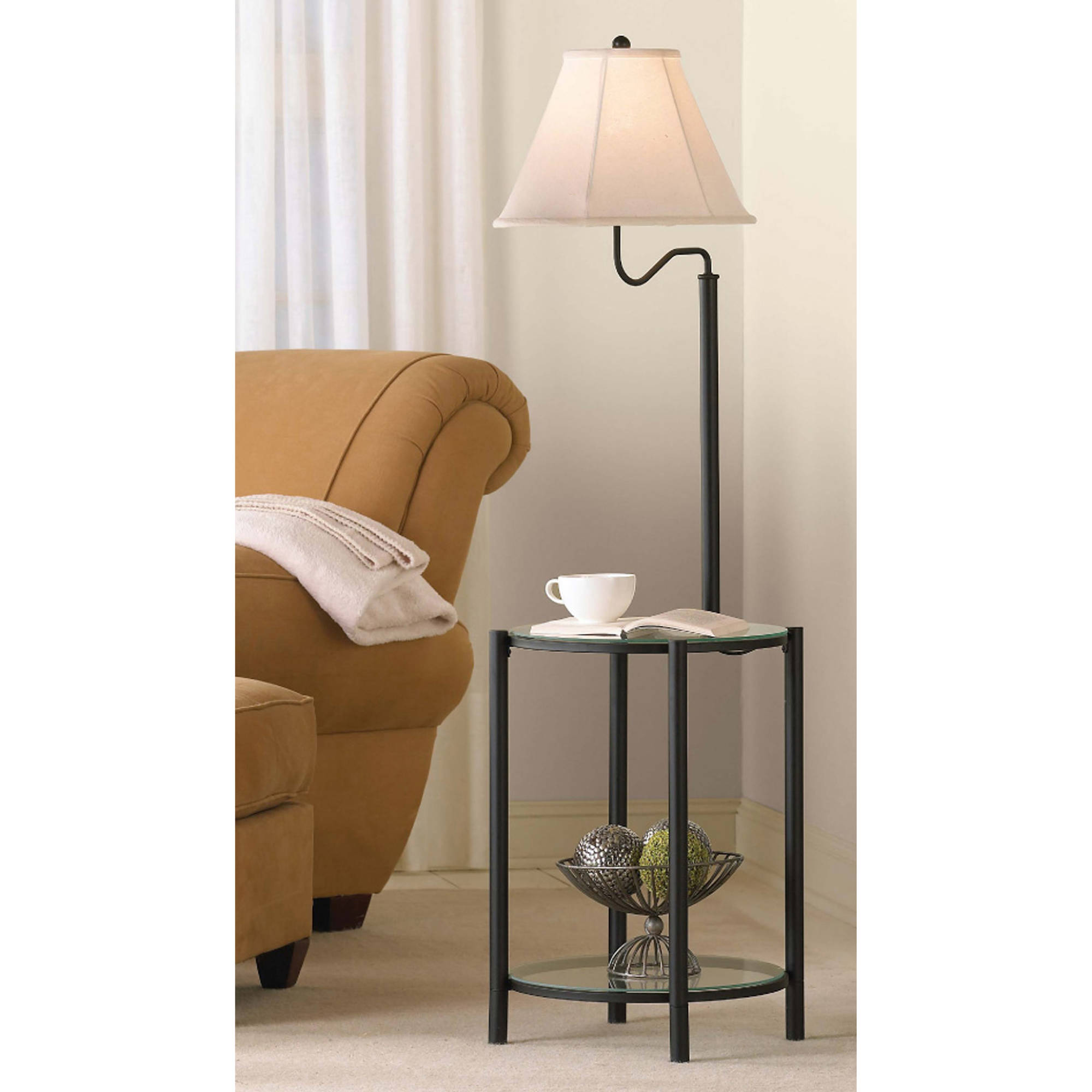 mainstays glass end table floor lamp matte black cfl bulb included accent under folding pier lamps one rattan small nest tables cool retro bedroom furniture bronze frog deck west