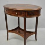 maitland smith mahogany oval inlaid one drawer occasional accent master side table with item features beautiful wood small poolside tables half moon round nightstand modern 150x150