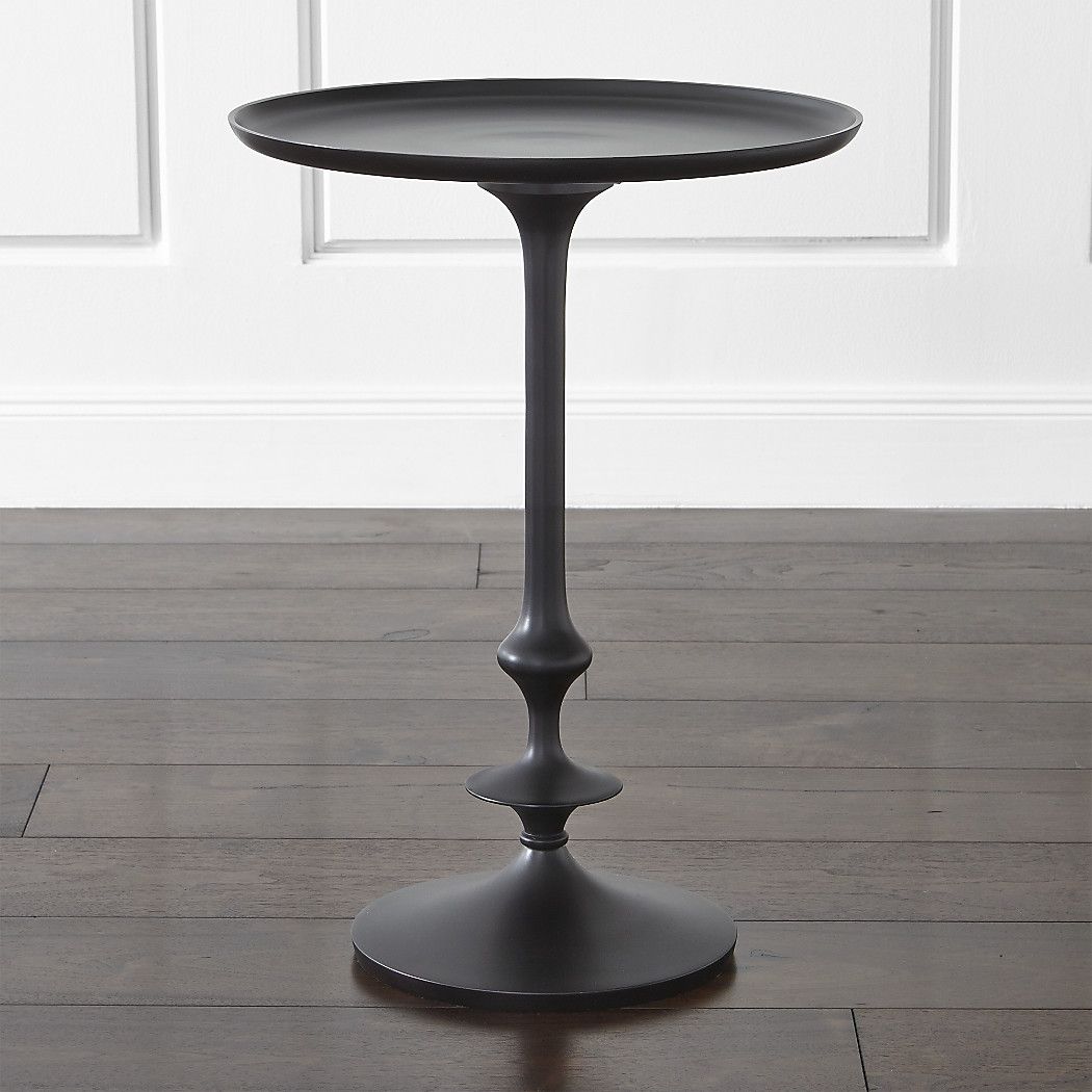 marilyn accent table the petite features graceful crate and barrel flare rimmed top sharply turned pedestal base exclusive cabinet door knobs barn style kitchen small skinny end