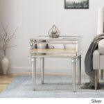 marinette modern tempered glass mirrored accent table with drawer christopher knight home silver gray free shipping today target small kitchen coastal decor lamps side legs seat 150x150