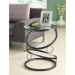 matte black metal accent table with tempered glass free shipping today outdoor umbrella stand weights frog drum hobby lobby coffee pottery barn griffin round pedestal wood dining 150x150