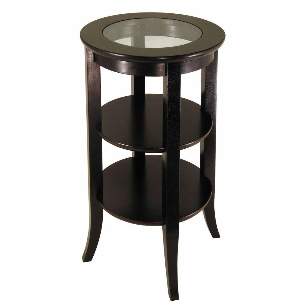 megahome shelves glass wood round accent table the home phone timber outdoor setting bunnings kitchen room furniture custom trestle oak dining tyndall simple end design small