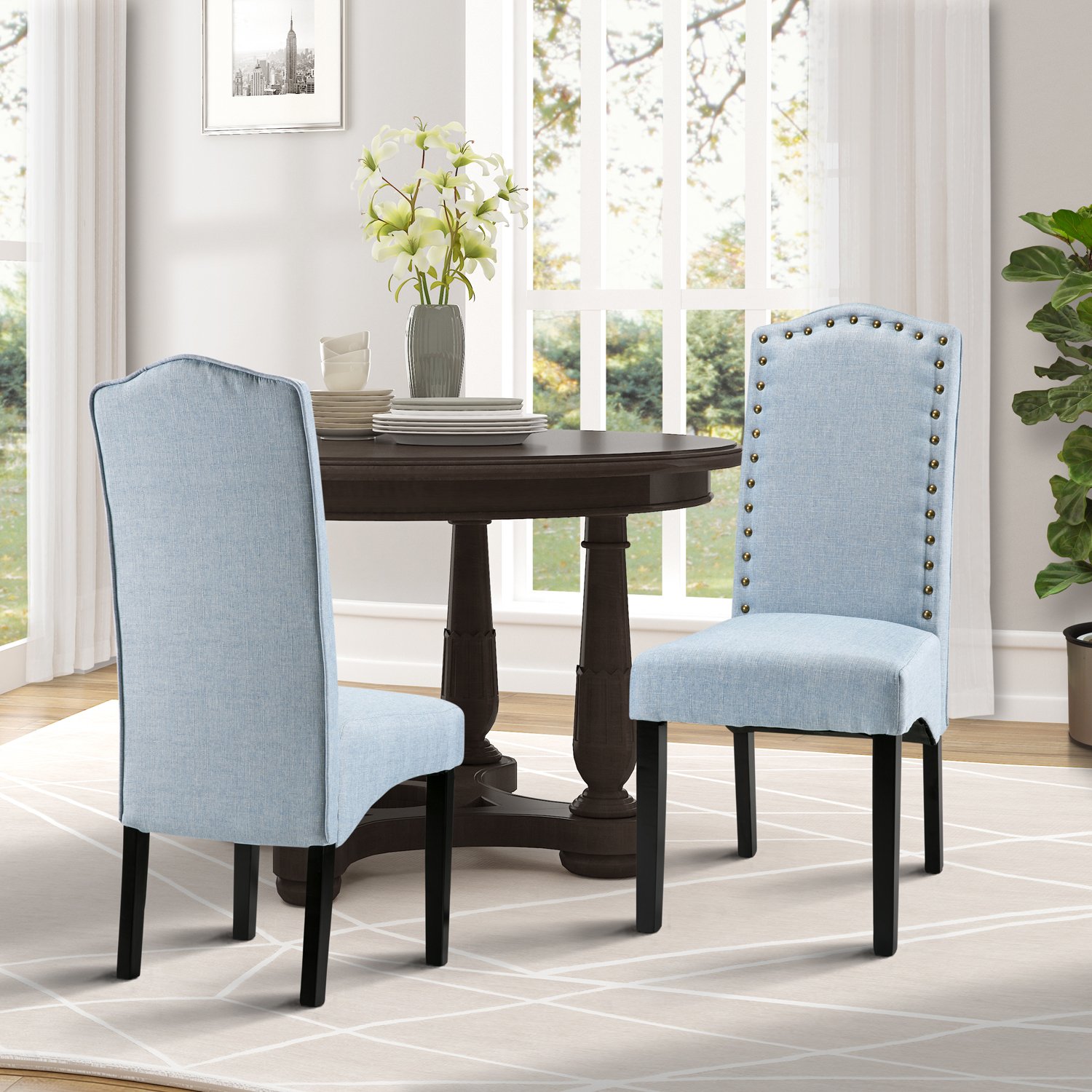 merax fabric accent chair dining room with solid table chairs wood legs set light blue round metal coffee big umbrella wide door threshold home goods sets patio furniture side