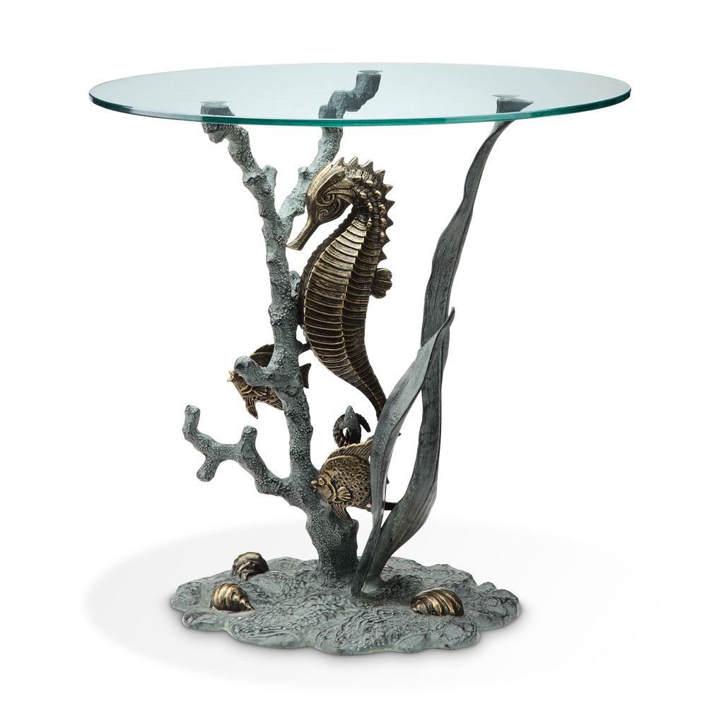 mermaid glass top console table elegant hawthorne accent bronze featuring realistic new san pacific international sculptures square patio cover steel side small for bedroom inch