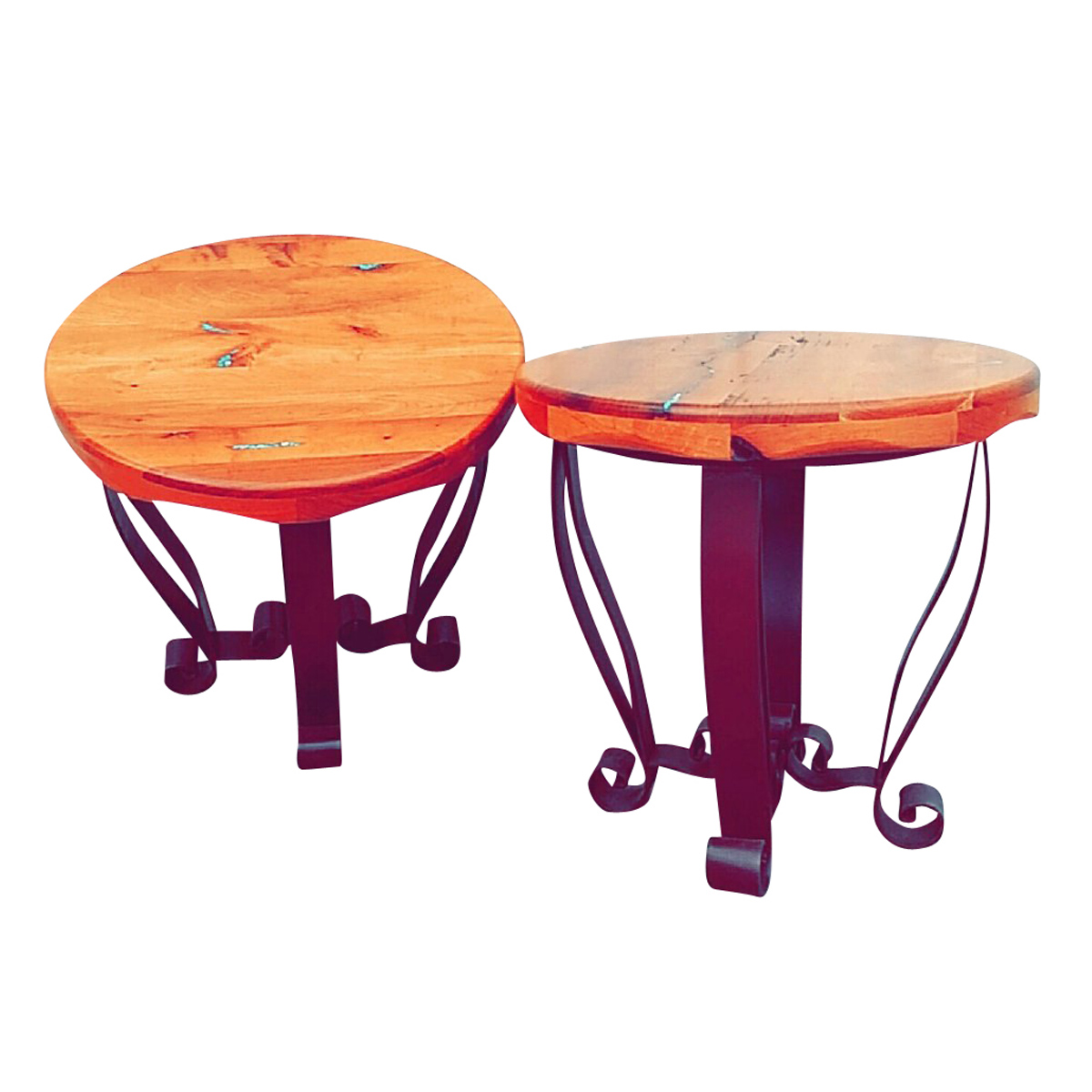 mesquite scroll end tables with turquoise inlay set wood accent table clear lucite desk tuscan hills round drop leaf kitchen mosaic tile coffee furniture wellington living room