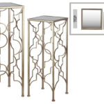 metal accent table with mirror top and square base set two metallic finish champagne cottage coffee black marble dining piece wicker patio corner cabinet round mosaic garden 150x150
