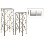 metal accent table with mirror top and square base set two metallic finish gold free shipping today cottage coffee small bench glass round little kid chairs side umbrella hole 150x150