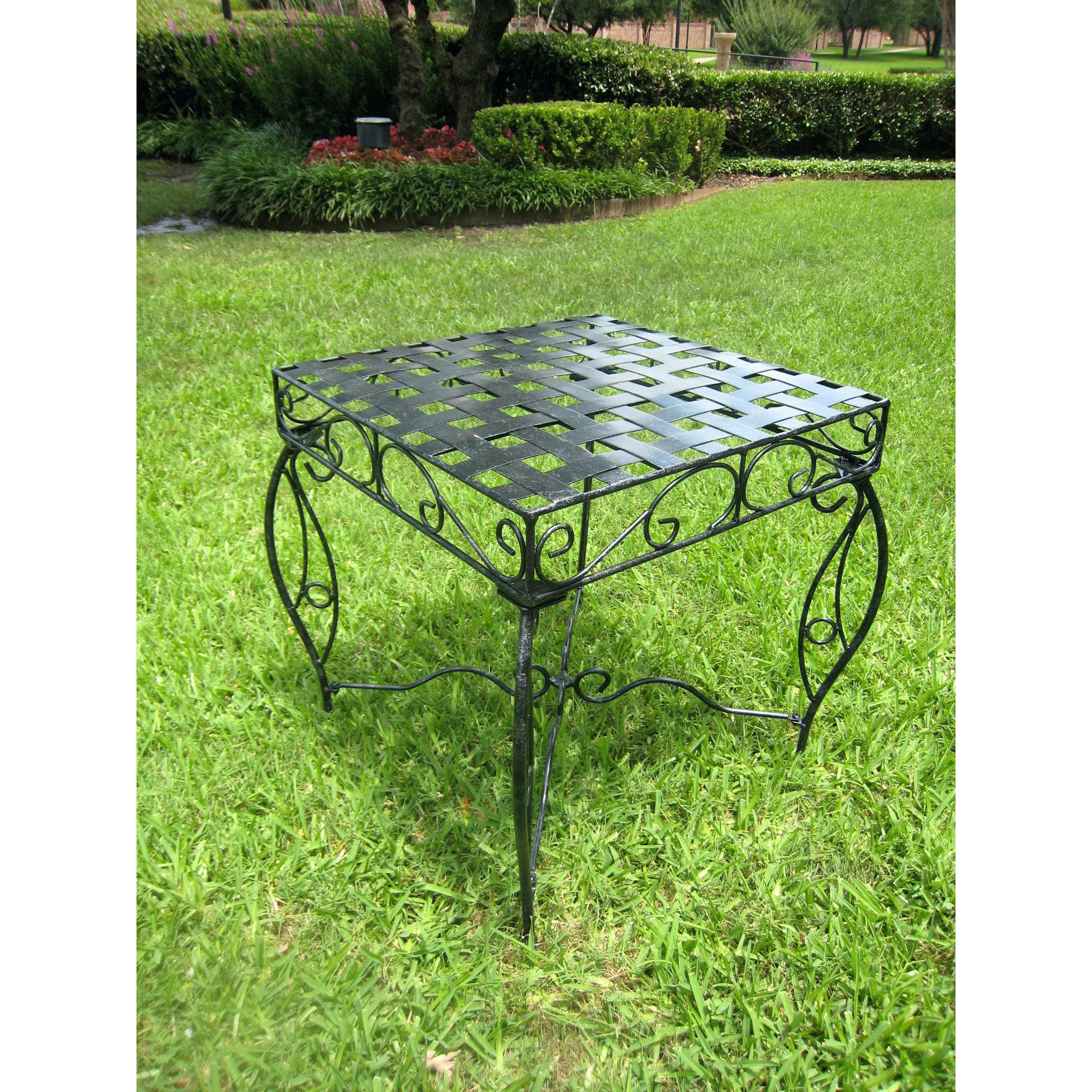 metal outdoor side table patio coffee round international caravan end new vintage furniture ikea pineapple light brass glass top screw desk legs macys tablecloth dining clearance