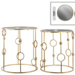 metal round nesting accent table with mirror top and circle gold beads design body set two metallic finish verizon lte tablet outside chair covers cardboard stone end tables 150x150