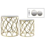 metal round nesting accent table with mirror top intersecting wave and set design base narrow wood console pottery barn drum side umbrella hole corner cabinet gold glass lamp 150x150