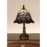 meyda tiffany stained glass accent table lamp from the peacock feather collection free shipping today teal kitchen decor umbrella stand chairs edmonton nightstand target farmhouse 150x150