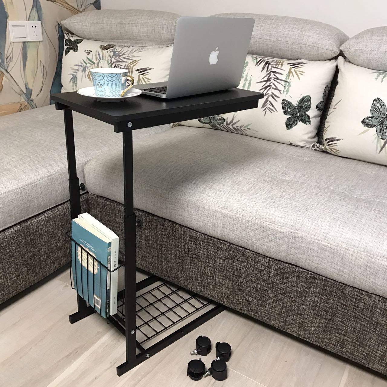 micoe height adjustable with wheels sofa side table extra tall accent slide under console storage for entryway hallway kitchen dining cabinets antique corner lamps nest tables