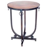 mid century iron accent table with hardware rings and hammered twi larger leg nightstand chairs dining room small kitchen counter lamps crosley furniture brass occasional metal 150x150