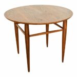 mid century mersman walnut wood round accent end table chairish chair design high bedside small coffee with storage painting shelves drum throne ashley furniture vennilux marble 150x150