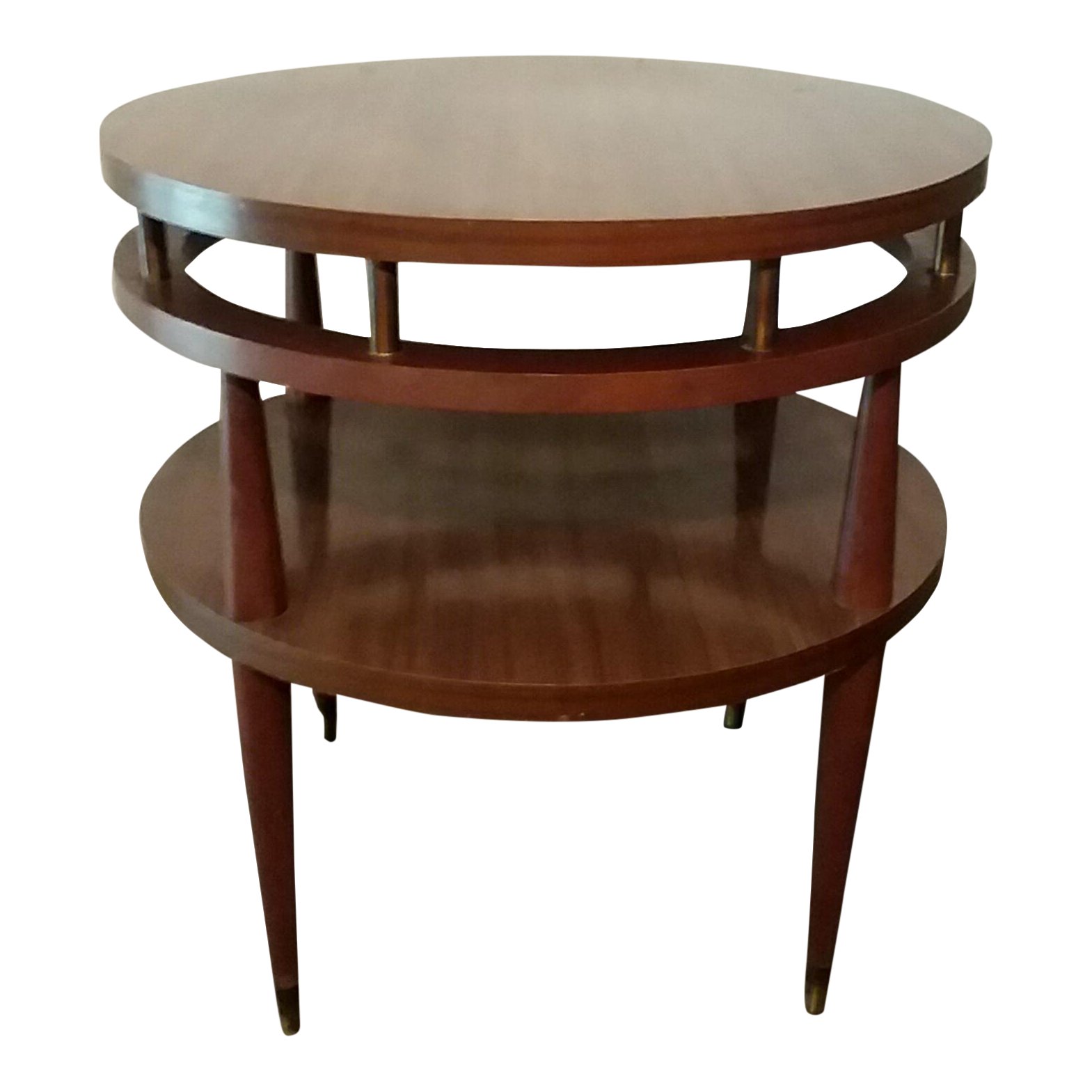 mid century modern round accent table chairish mirror side ikea dorm furniture hammered metal drum end pagoda garden wicker sets hobby lobby patio vintage coffee long narrow