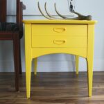 mid century modern yellow side accent table with drawer drum small bedroom nightstand lamps dining room target dinosaur bedding faux marble short pier one imports antique serving 150x150