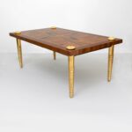 midcentury modern marquetry coffee table with giltwood screw legs gilt leg round accent for stratford wicker folding bronze gold floor lamp black and grey rug bathroom slippers 150x150