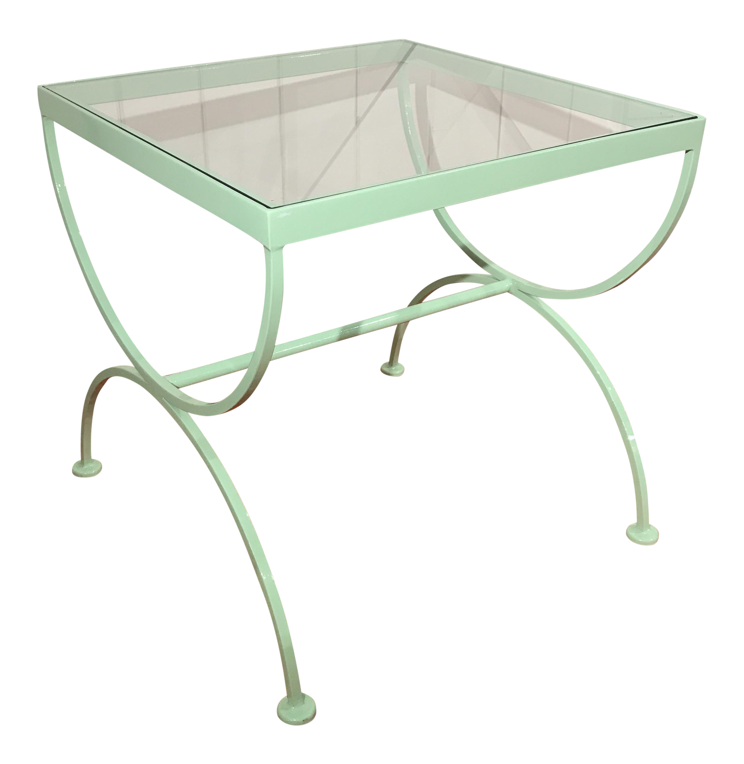 mint green iron glass accent table chairish and metal leick mission furniture legs coffee tables patio toronto clearance round wood end hampton bay solid corner inch high brown