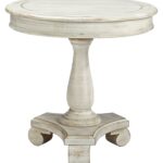 mirimyn round accent table with turned pedestal base signature design ashley wayside furniture products color cottage accents grey threshold parquet patio covers tiffany leadlight 150x150