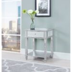 mirror accent table with one drawer silver coaster small outdoor patio tiffany peacock floor lamp coral chair threshold transitions entryway bench kitchen white bedside unit 150x150