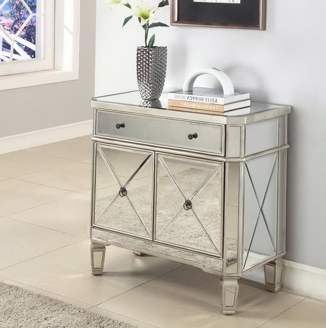 mirrored accent table storage elegant home design metal with drawers hall decor simple side plans ashley set ikea small kitchen and chairs pottery barn dining short blue mosaic
