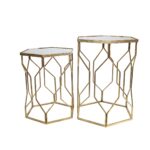 mirrored hexagon accent tables gold sagebrook home glass table with drawer moroccan tray red decor accents small side wooden storage trunk drum throne seat only tall lamps for 150x150
