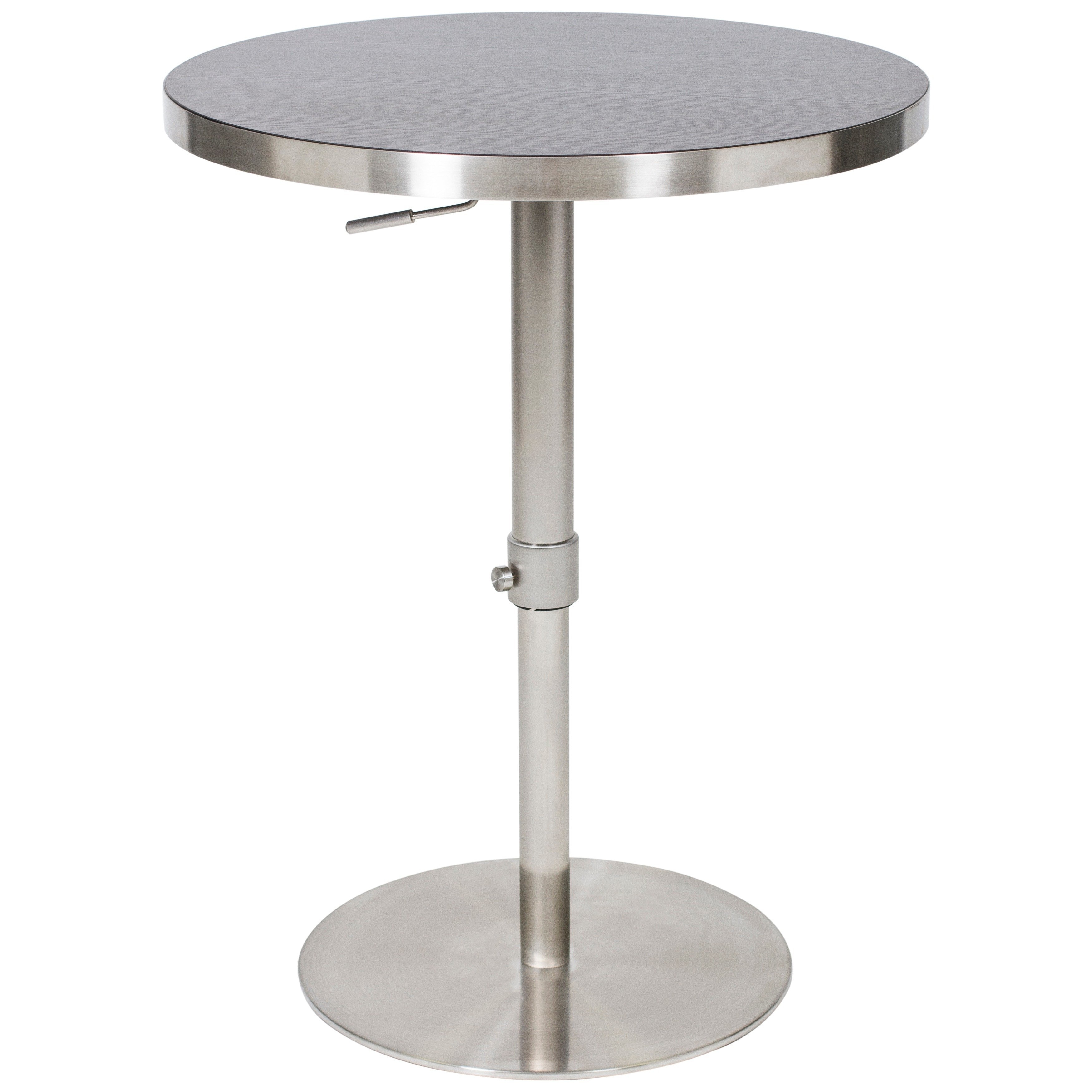 mix inch adjustable height round espresso wood melamine veneer brushed stainless steel pub table with slab base accent free shipping today wrought iron target standing lamp glass