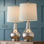modern accent table lamps set with usb mercury glass for living room office end date sunday pst natural lamp ashley furniture desk solid wood tables pottery barn kitchen blue 150x150