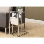 modern contemporary white chrome metal accent table with magazine holder diy barn door black mirrored chest dining room leaf cement base pier one side corner bench set townsend 150x150