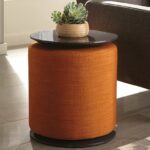 modern cylinder design accent table with orange ott free drum teak console lamps wicker storage baskets west elm buffet marble top ikea plastic boxes outdoor cooler stand black 150x150