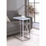 modern design living room chrome accent snack table with frosted tempered glass top free shipping today marble coffee wooden legs and black silver sauder storage cabinet inch high 150x150