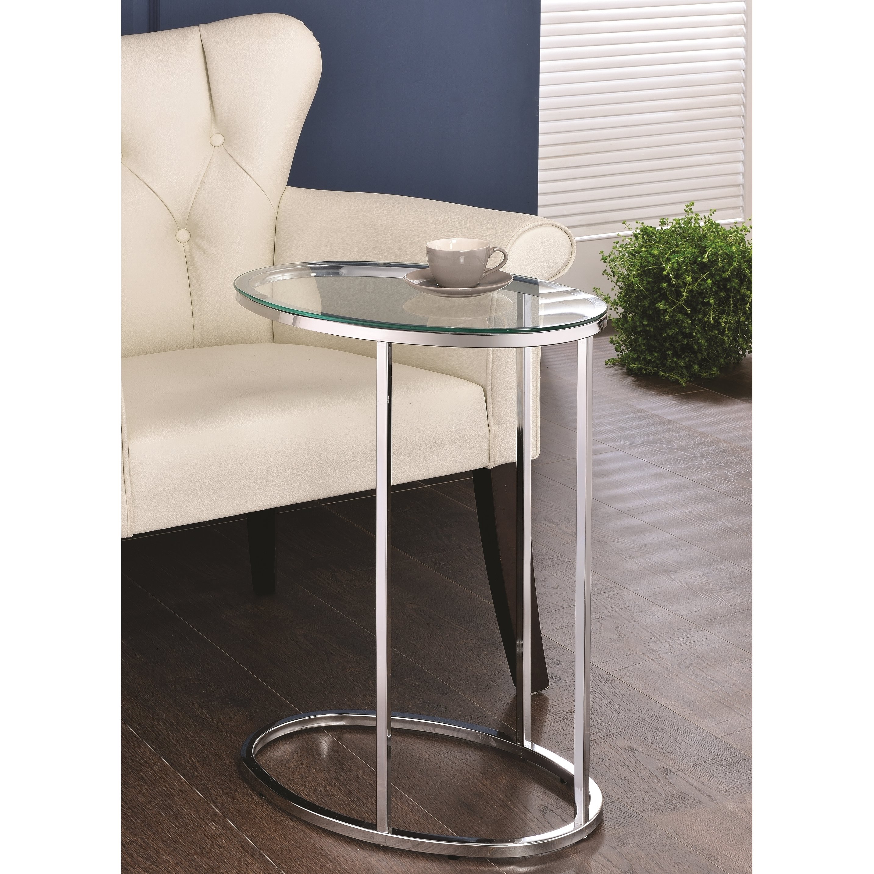 modern design living room oval shaped chrome accent snack table with tempered glass top free shipping today used furniture wicker patio set mid century dresser balcony drum box