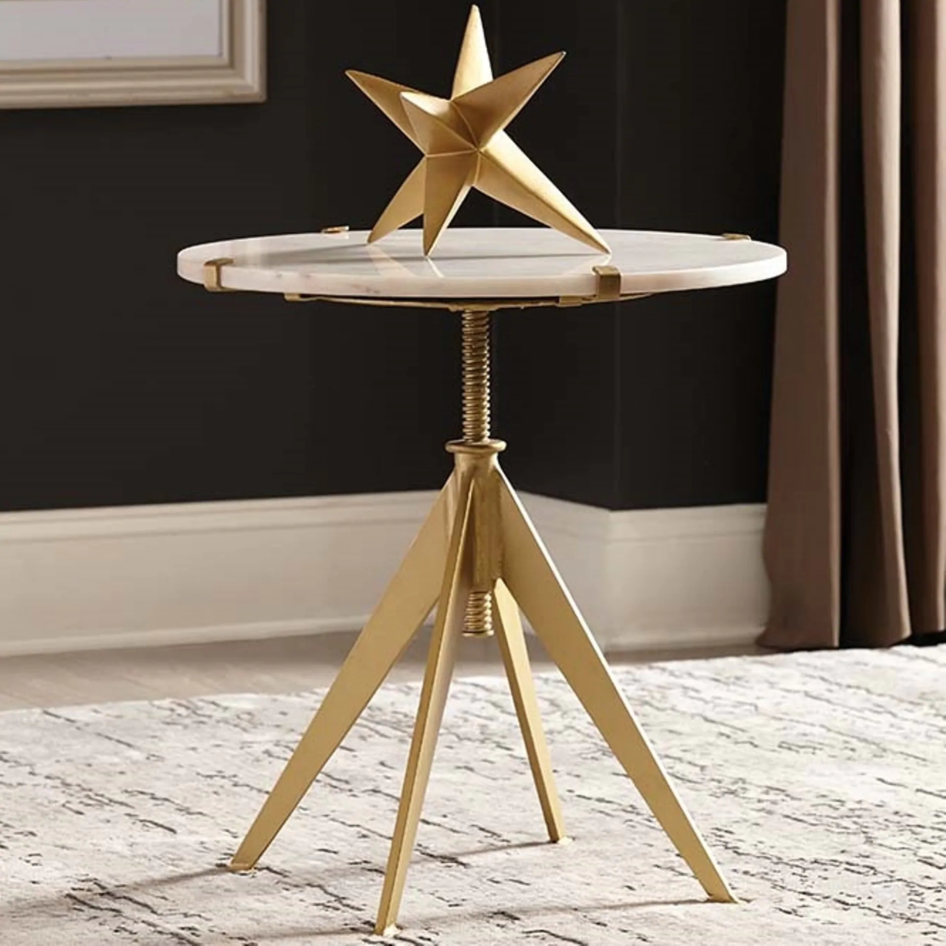 modern fashionable tripod design brass and marble adjustable accent table gold free shipping today distressed blue grey dining outdoor chairs small oval end inch furniture legs