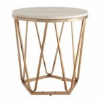 modern gold round faux stone table top end coffee wood accent with geometric metal base includes modhaus living pen kitchen dining solid cherry tables small desk hutch target 150x150