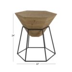 modern inch hexagon brown block wooden accent table studio wood free shipping today outdoor sofa and coffee nightstand vinyl floor edge trim pottery barn dining room chair covers 150x150