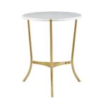 modern inch round white marble top gold metal accent side end table ture crate bedside twin over futon bunk navy blue oval coffee sets floor lamp set argos dining asian lamps 150x150
