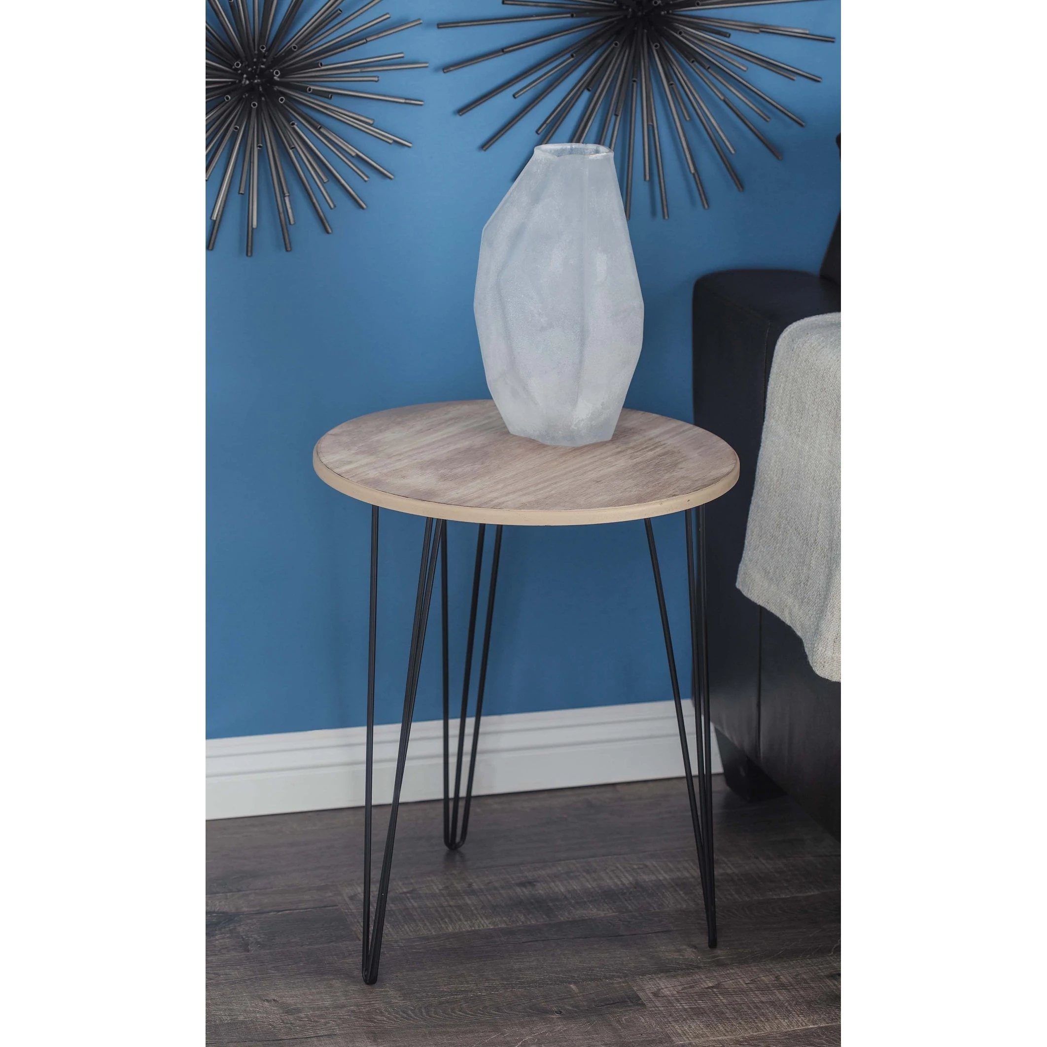 modern inch round wood and iron accent table studio free shipping today rustic coffee black oval floor separator pottery barn bar high bedside broyhill side with usb decorative