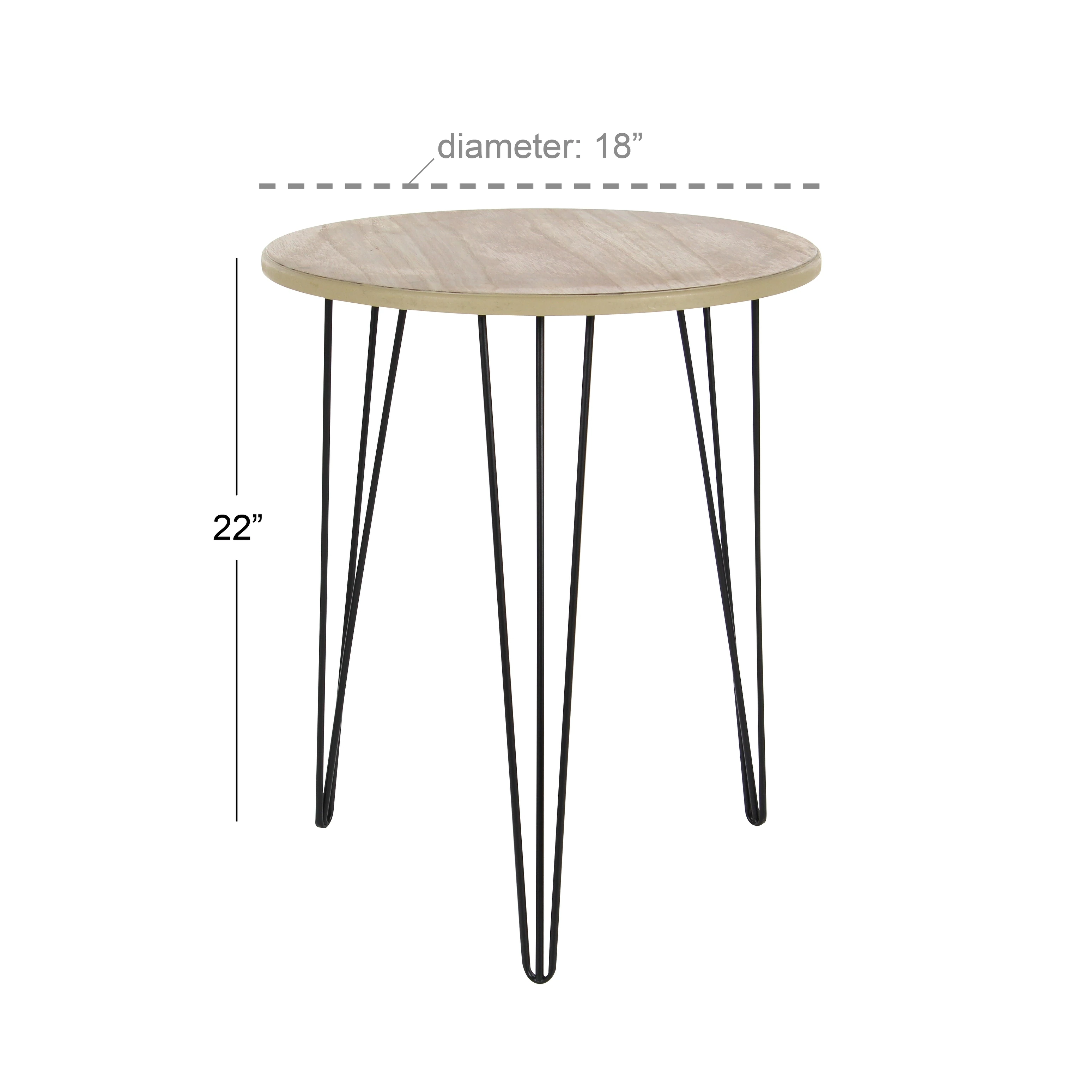 modern inch round wood and iron accent table studio with screw legs free shipping today cordless floor lamp rechargeable white beach pieces threshold transitions teal home decor