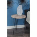modern inch round wood and iron accent table studio with screw legs free shipping today pieces outdoor drink pottery barn spotlight lamp lavita furniture ludwig drum set leather 150x150