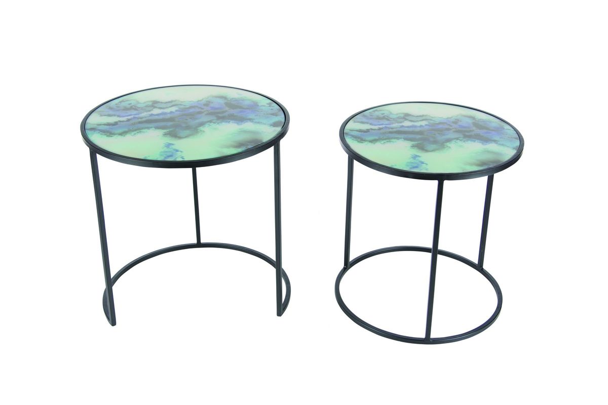 modern reflections marble accent table set black blue from gardner retro bedroom chair end tables for small spaces piece nesting reclaimed wood coffee mirror design ashley