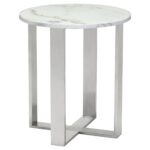 modern round faux marble side table stone grey brushed accent stainless steel home retro console small plastic garden white and oak storage solutions outside patio set goods lamps 150x150