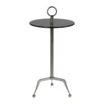 modern steel and glass accent table with tripod leg scenario home metal round mirror dining room wine rack elephant coffee top large end jcpenney rugs clearance small cherry wood 150x150