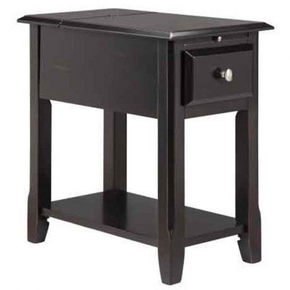 modern style narrow nightstand rectangle wooden black chairsider accent table with drawer utility storage tray and lamp shades lighting websites ott box ikea small wine rack