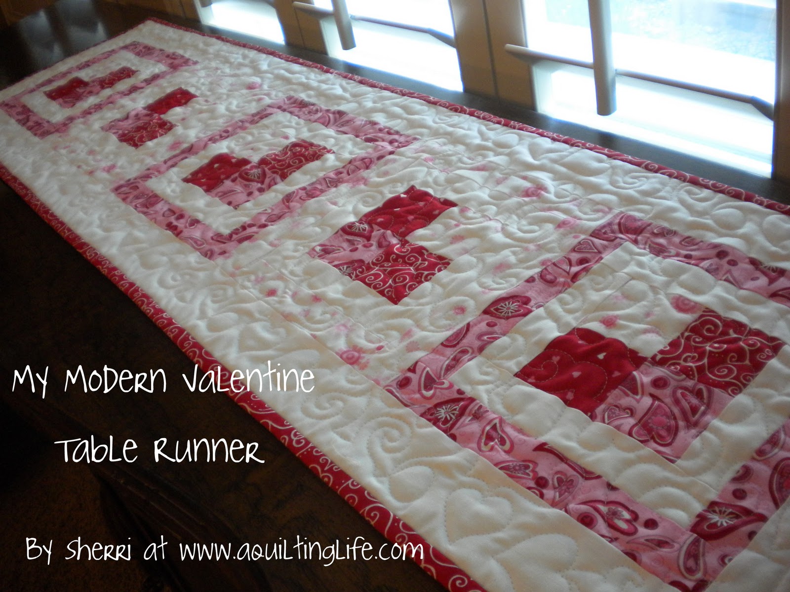modern valentine table runner tutorial quilting life accent your focus now make quilt sandwich with top batting and backing desired then binding jcpenney shades bookcase kmart