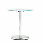 modhaus living modern style led accent tempered glass top table round shaped counter height end chrome metal frame room decor art deco furniture patio umbrella stand small white 150x150