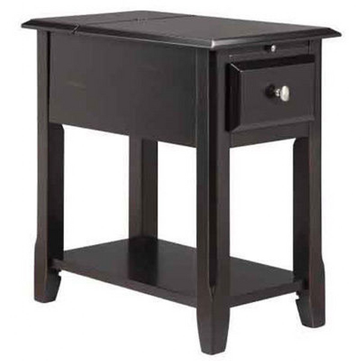 modhaus living modern style narrow nightstand rectangle white accent table wooden black chairsider utility with storage tray and drawer includes pen bedroom lights round gold very