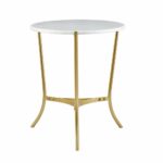 modhaus living sleek inch round white marble top gold igvoul accent table metal side end includes pen kitchen dining large wall clock distressed blue oval half circle bathroom 150x150