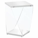 monarch mdf and acrylic accent table white clear finish furniture wellington garden chairs set ashley wood stump small patio plastic outdoor folding side porcelain vase lamp 150x150