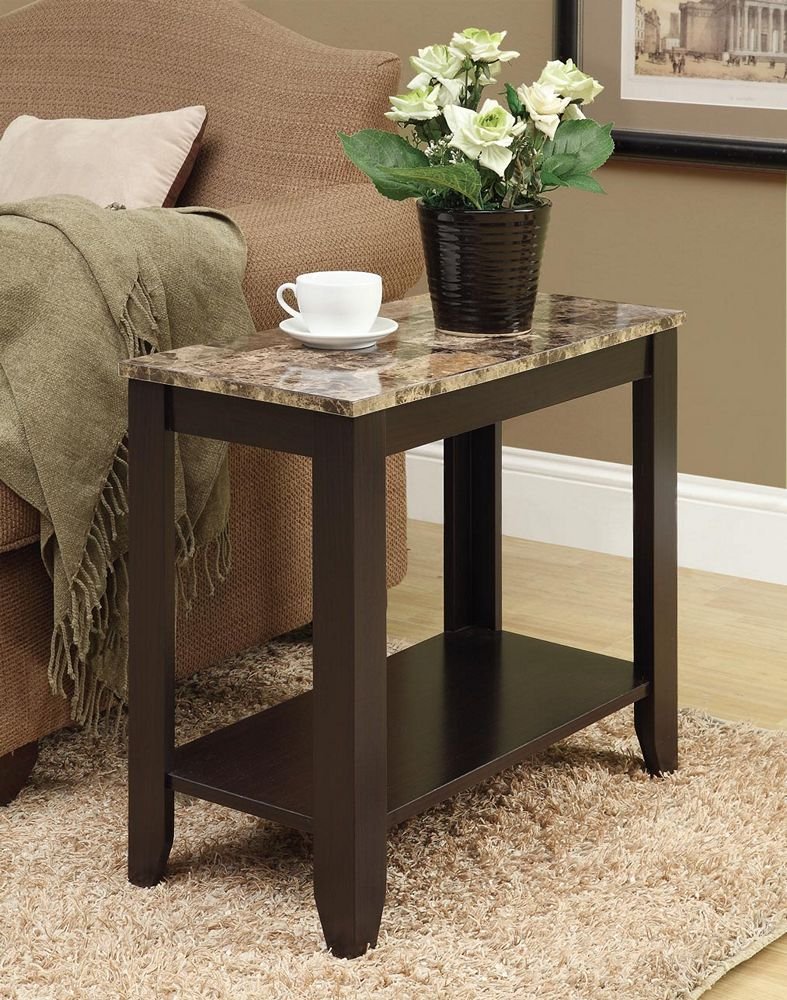 monarch specialties accent side table marble wood top look cappuccino kitchen dining magnussen bedroom furniture outside bar ikea parasol stand pier rugs clearance ethan allen